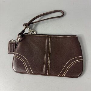 Coach Chocolate Brown Leather Wristlet